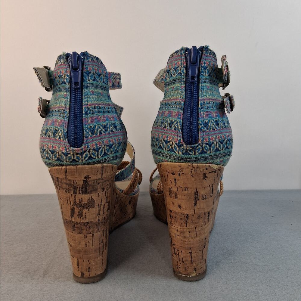 pop Multicolor Beaded Strappy Espadrille Wedge Sandals - Picture 6 of 11